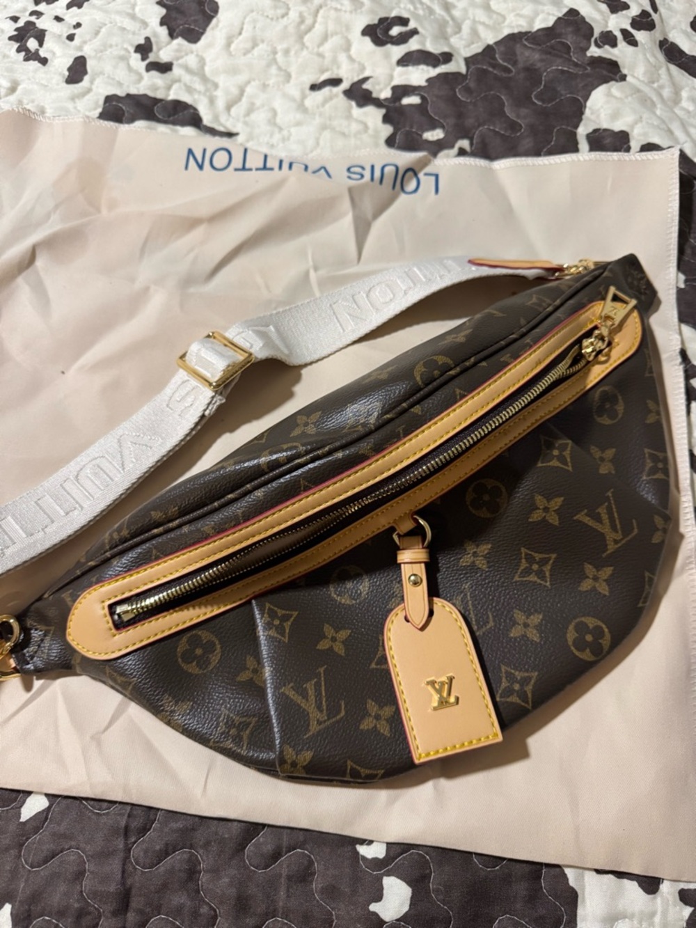 Monogram Bum Bag with cream Strap